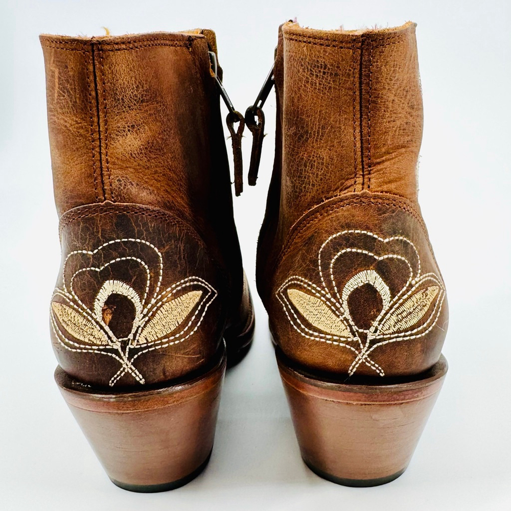 Shyanne Summer Arena Brown Floral Embroidered Western Ankle Boots Size 9 - Picture 7 of 11